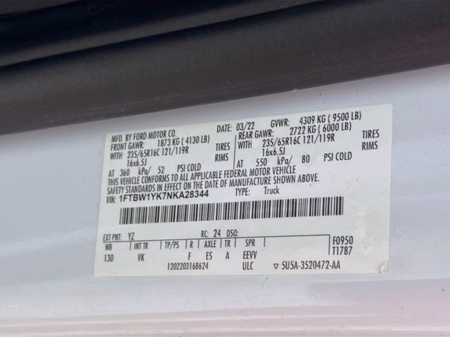 2022 Oxford White Ford E-Transit-350 Base RWD Van