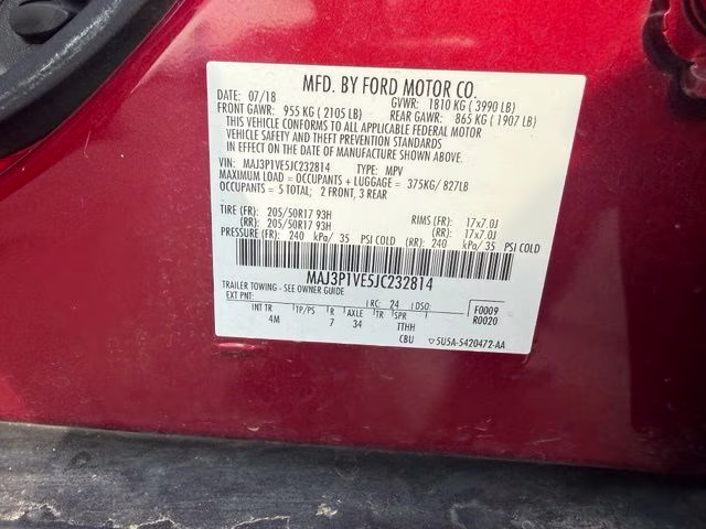 2018 Ruby Red Metallic Tinted Clearcoat Ford EcoSport Titanium FWD SUV