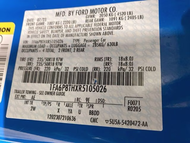 2024 Grabber Blue Metallic Ford Mustang EcoBoost RWD Coupe