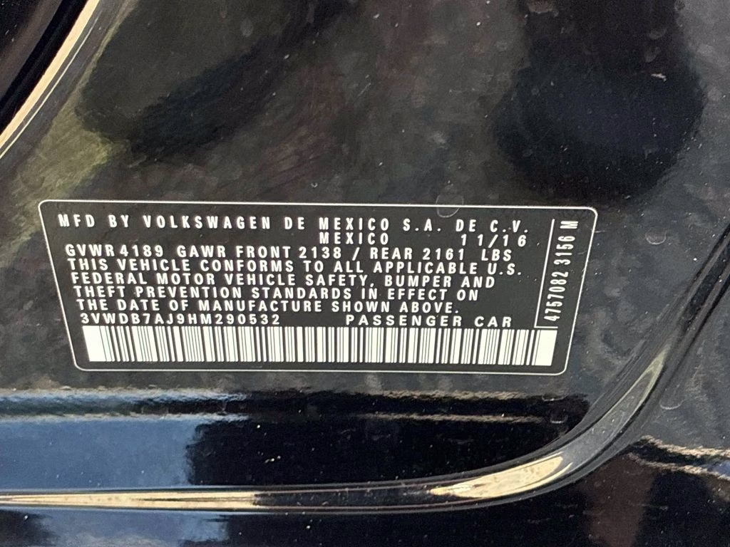 2017 Black Volkswagen Jetta 1.4T SE FWD Sedan