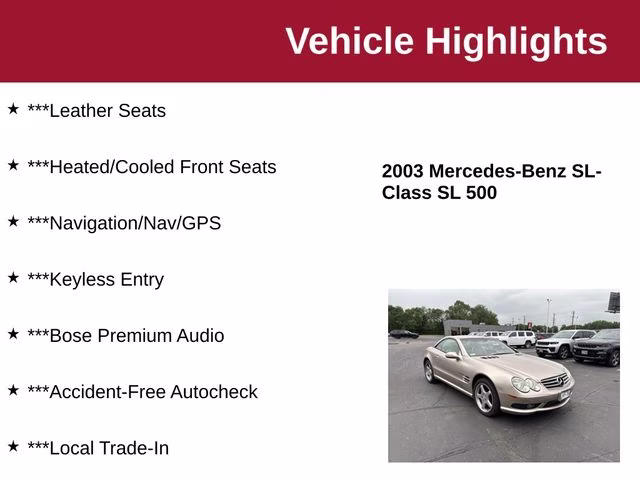 2003 Desert Silver Metallic Mercedes-Benz SL-Class SL 500 RWD Convertible