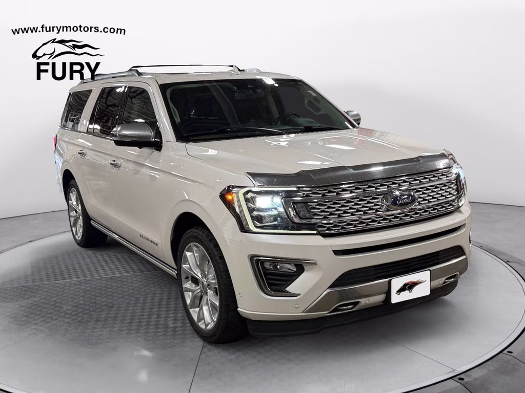 2018 White Platinum Clearcoat Metallic Ford Expedition Max Platinum w/Drivers Assistance & Heavy Duty Tow Pkg 4X4 SUV