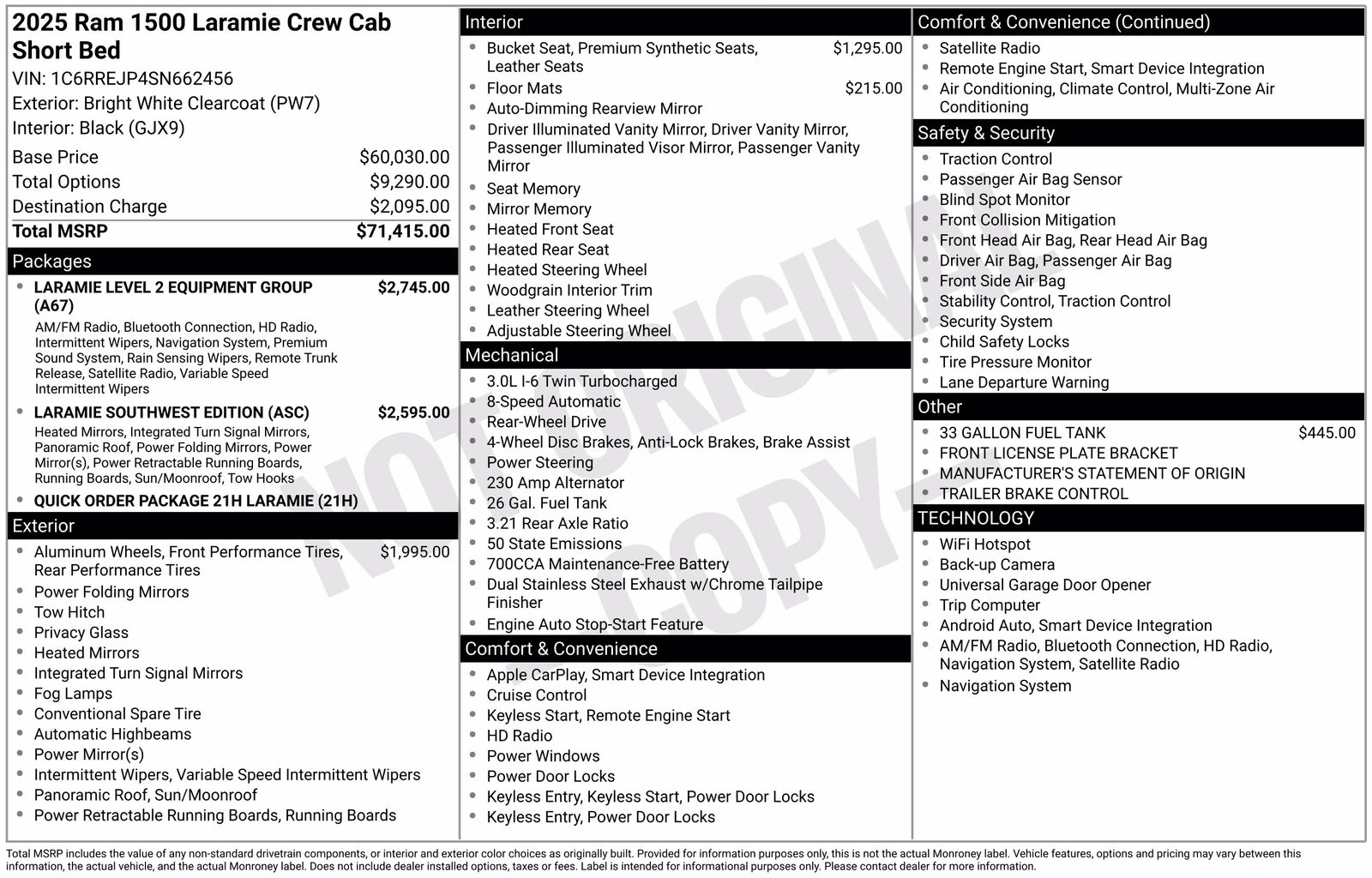 2025 Bright White Clearcoat Ram 1500 Laramie RWD Truck