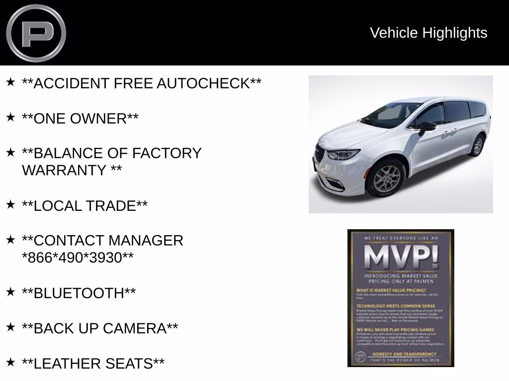 2024 Bright White Clearcoat Chrysler Pacifica Touring L FWD Van