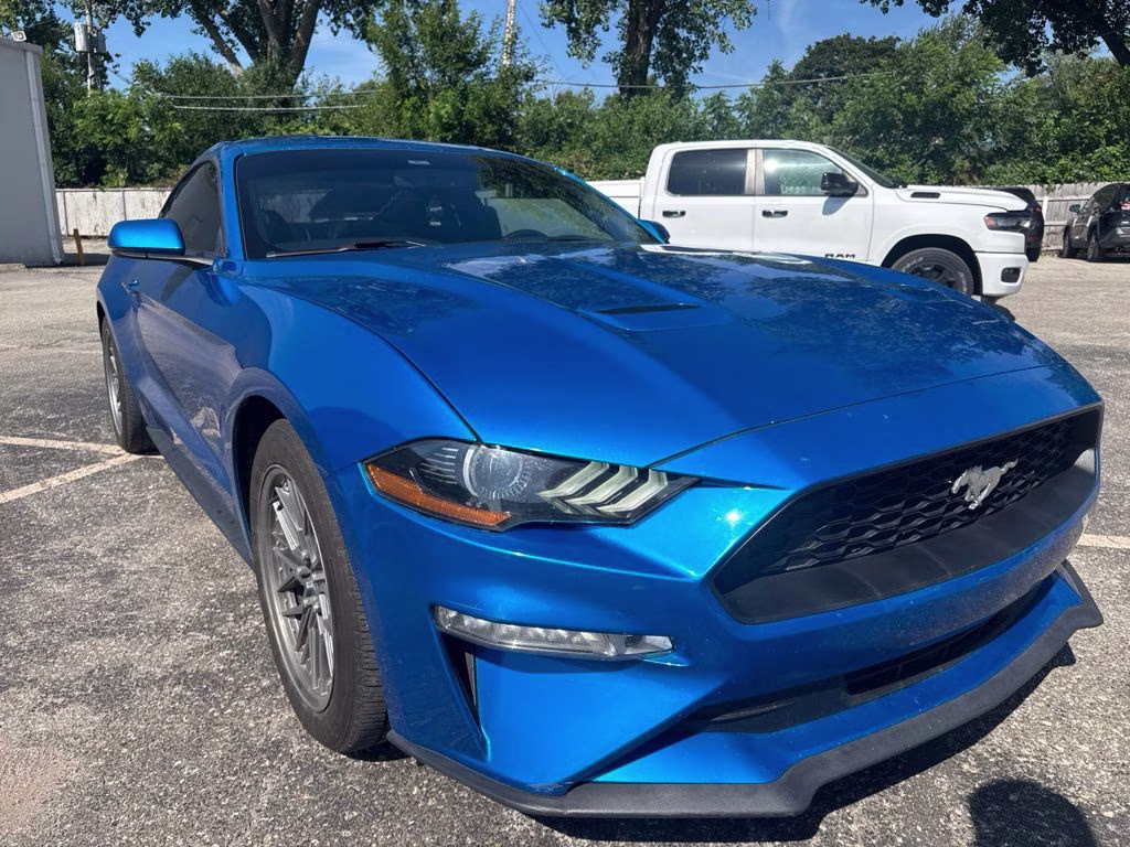 2019 Blue Ford Mustang EcoBoost Premium RWD Coupe