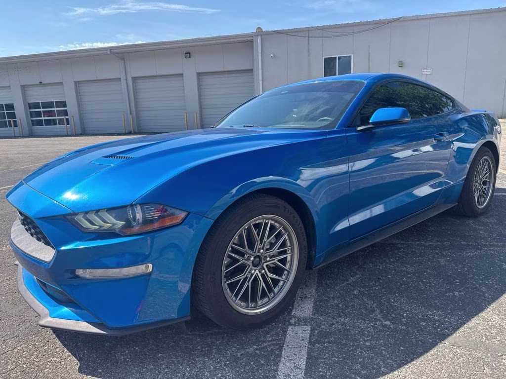 2019 Blue Ford Mustang EcoBoost Premium RWD Coupe