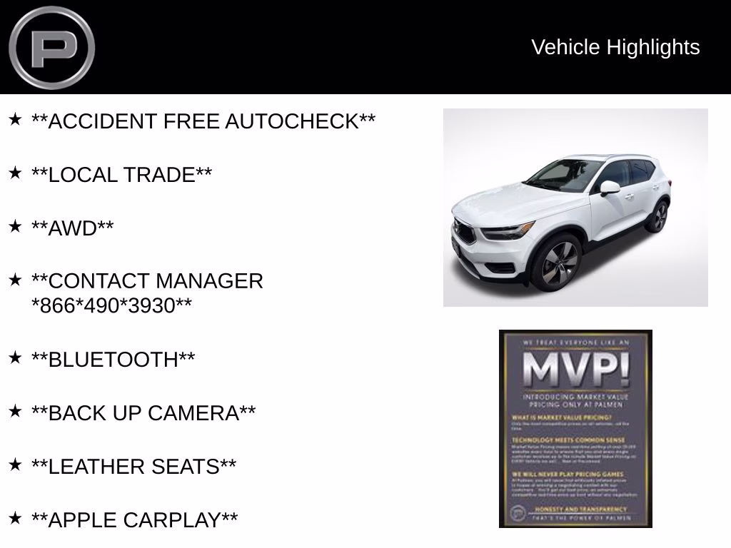 2019 White Volvo XC40 Momentum AWD SUV