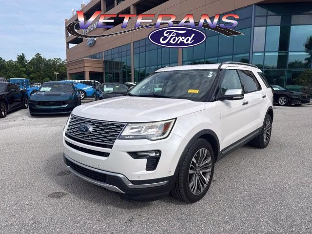 2019 White Platinum Metallic Tri-Coat Ford Explorer Platinum 4X4 SUV