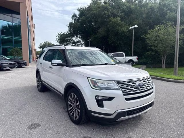 2019 White Platinum Metallic Tri-Coat Ford Explorer Platinum 4X4 SUV