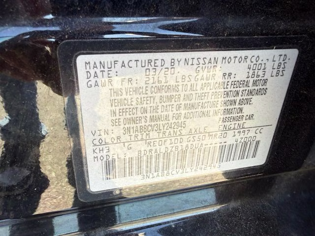 2020 Super Black Nissan Sentra SV FWD Sedan
