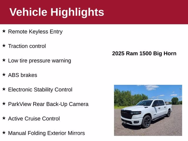 2025 Bright White Clearcoat Ram 1500 Big Horn Night Edition 4X4 Truck
