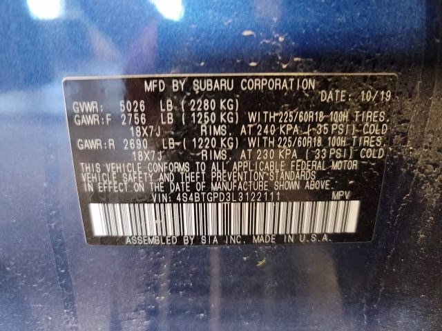 2020 Abyss Blue Pearl Subaru Outback Touring XT AWD SUV