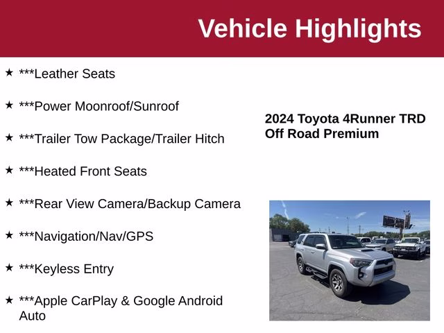 2024 Classic Silver Metallic Toyota 4Runner TRD Off-Road Premium 4X4 SUV