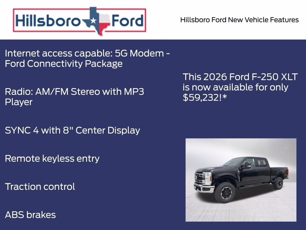 2026 Agate Black Metallic Ford Super Duty F-250 SRW XLT 4X4 Truck