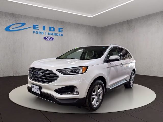 2019 White Platinum Clearcoat Metallic Ford Edge SEL AWD SUV