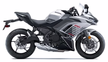 2026 Metallic Matte Whitish Silver / Metallic Flat Spark Black Kawasaki Ninja 650 ABS Motorcycle
