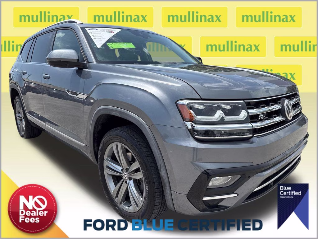 2019 Platinum Gray Metallic Volkswagen Atlas 3.6L V6 SEL R-Line FWD SUV