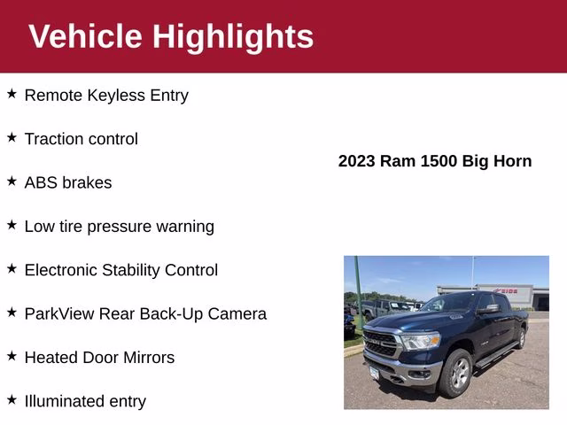 2023 Patriot Blue Pearlcoat Ram 1500 Big Horn 4X4 Truck