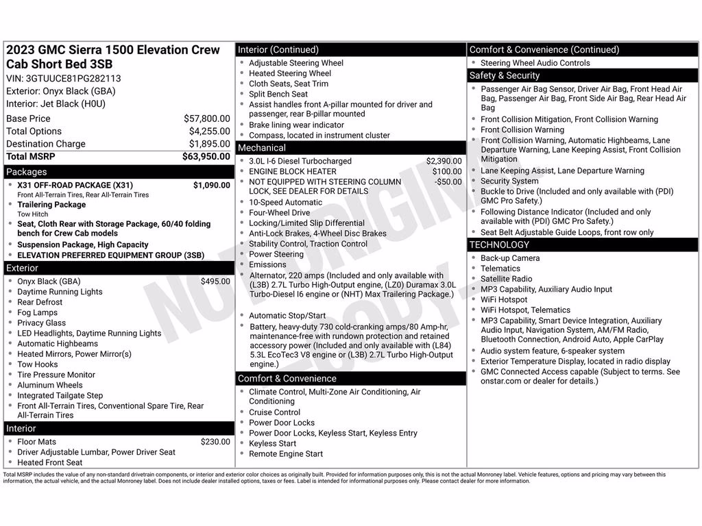 2023 ONYX BLACK GMC Sierra Elevation 4X4 Truck