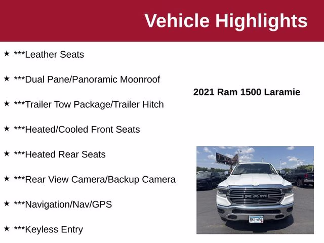 2021 Bright White Clearcoat Ram 1500 Laramie 4X4 Truck