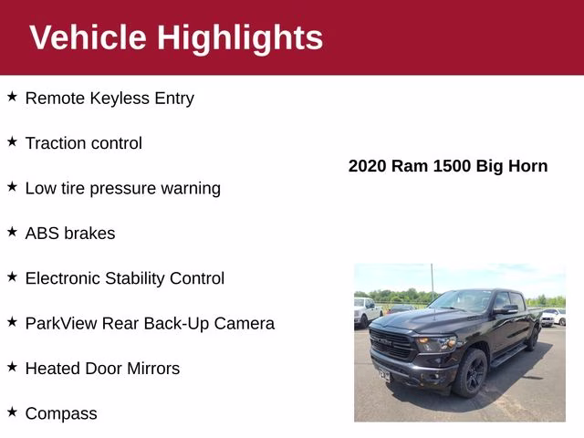 2020 Diamond Black Ram 1500 Big Horn Night Edition 4X4 Truck