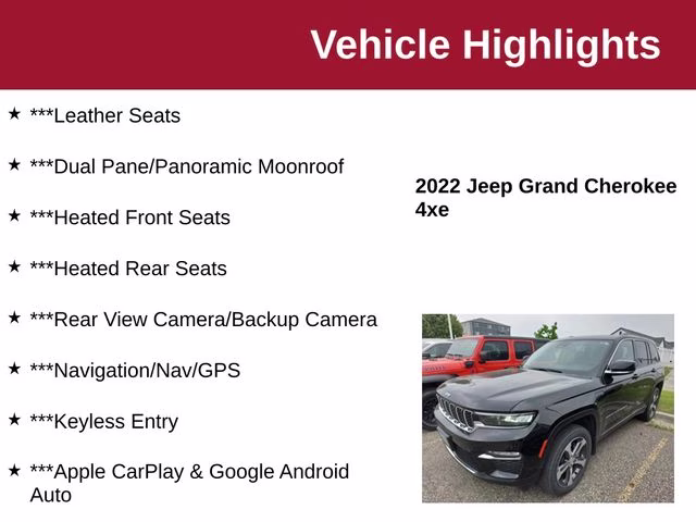 2022 Diamond Black Crystal Pearlcoat Jeep Grand Cherokee 4xe 4X4 SUV