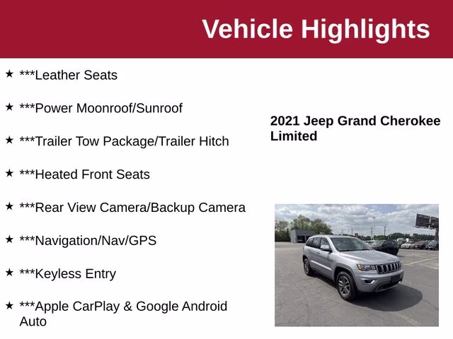 2021 Billet Silver Metallic Clearcoat Jeep Grand Cherokee Limited 4X4 SUV
