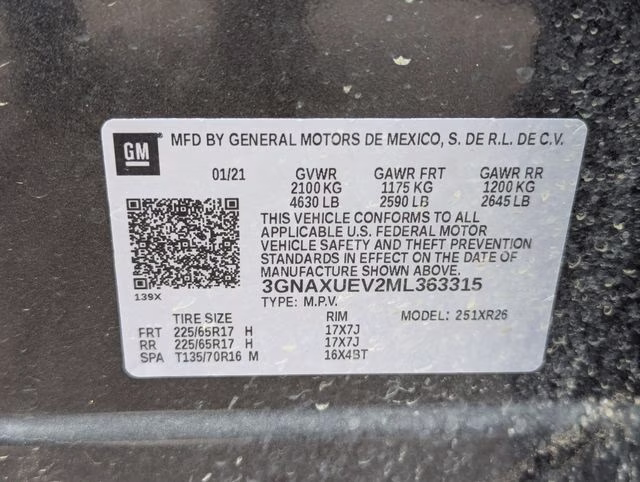 2021 Nightfall Gray Metallic Chevrolet Equinox LT AWD SUV