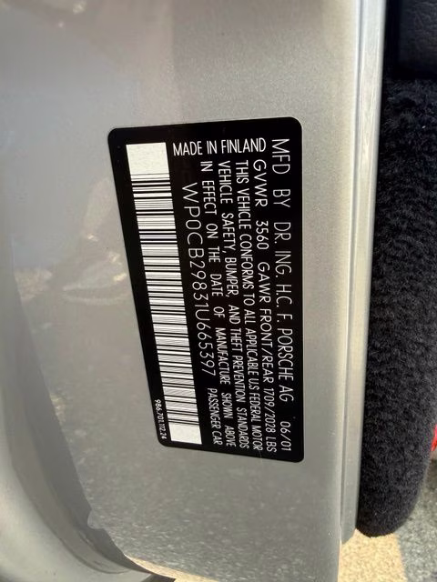2001 Silver Porsche Boxster S RWD Convertible
