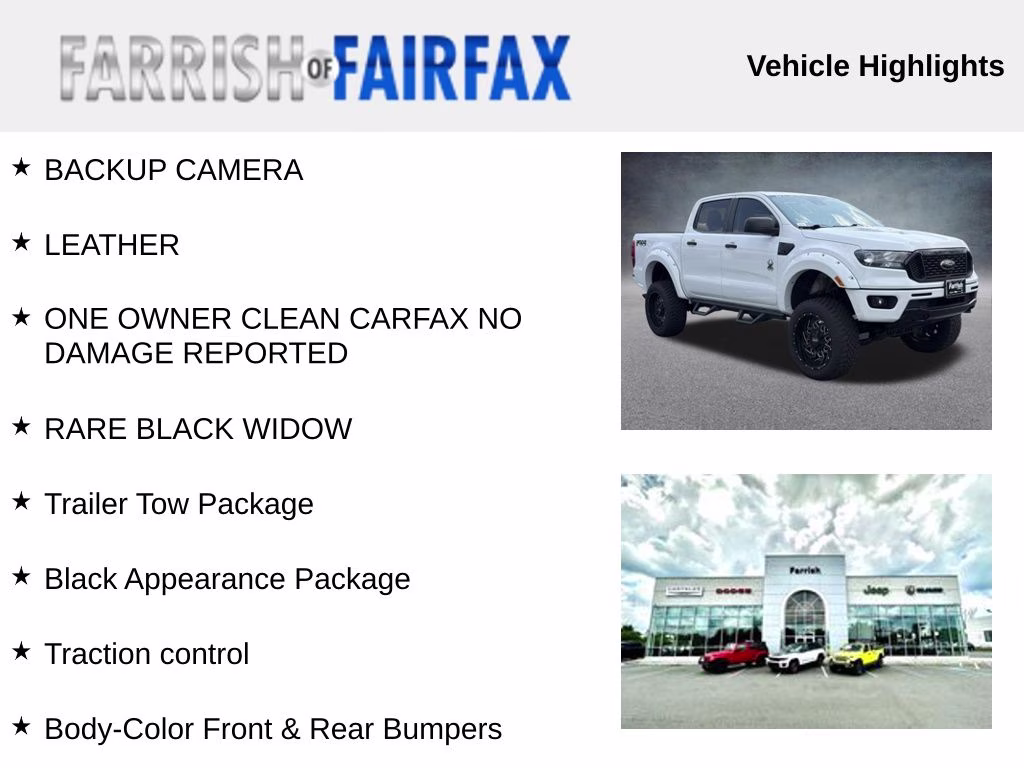 2022 Oxford White Ford Ranger XLT BLACK WIDOW 4X4 Truck