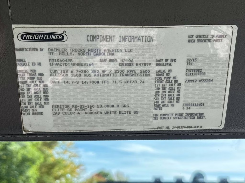 2016 White Freightliner M2-106 5TC-55 Bucket Truck