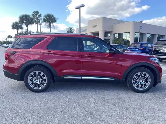 2026 Rapid Red Metallic Tinted Clearcoat Ford Explorer Platinum RWD SUV