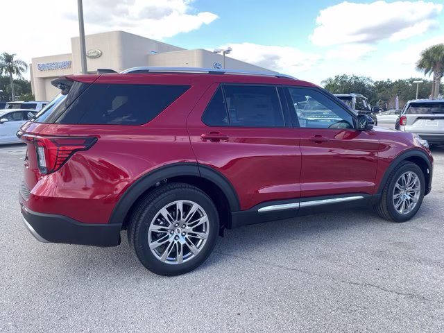 2026 Rapid Red Metallic Tinted Clearcoat Ford Explorer Platinum RWD SUV