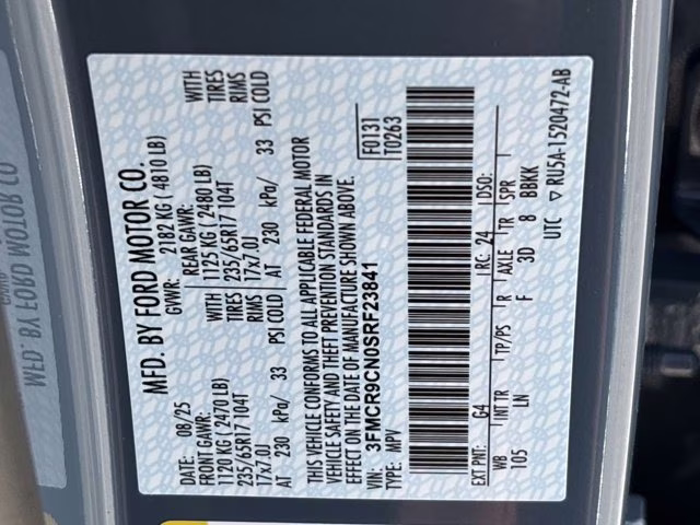 2025 Azure Gray Metallic Tri-Coat Ford Bronco Sport Outer Banks 4X4 SUV