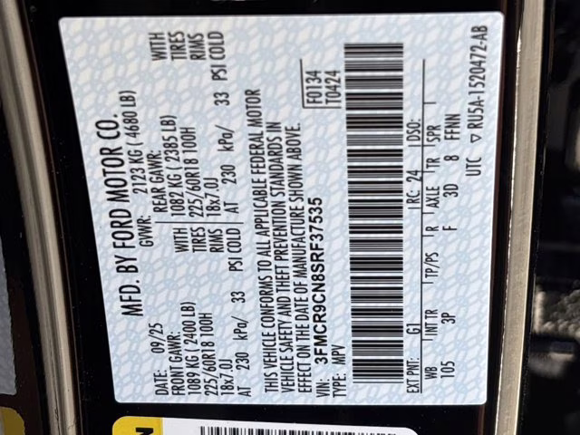 2025 Shadow Black Ford Bronco Sport Outer Banks 4X4 SUV