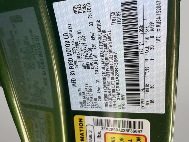 2025 Eruption Green Metallic Ford Bronco Sport Badlands 4X4 SUV