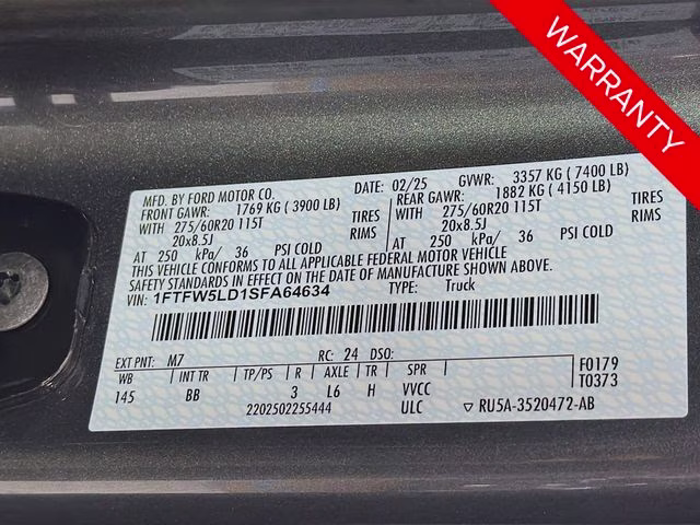 2025 Gray Metallic Ford F-150 Lariat 4X4 Truck