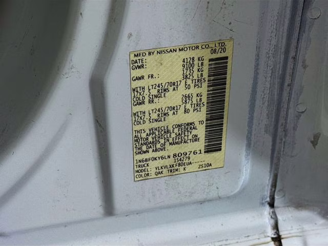 2020 Glacier White Nissan NV2500 HD SV RWD Van