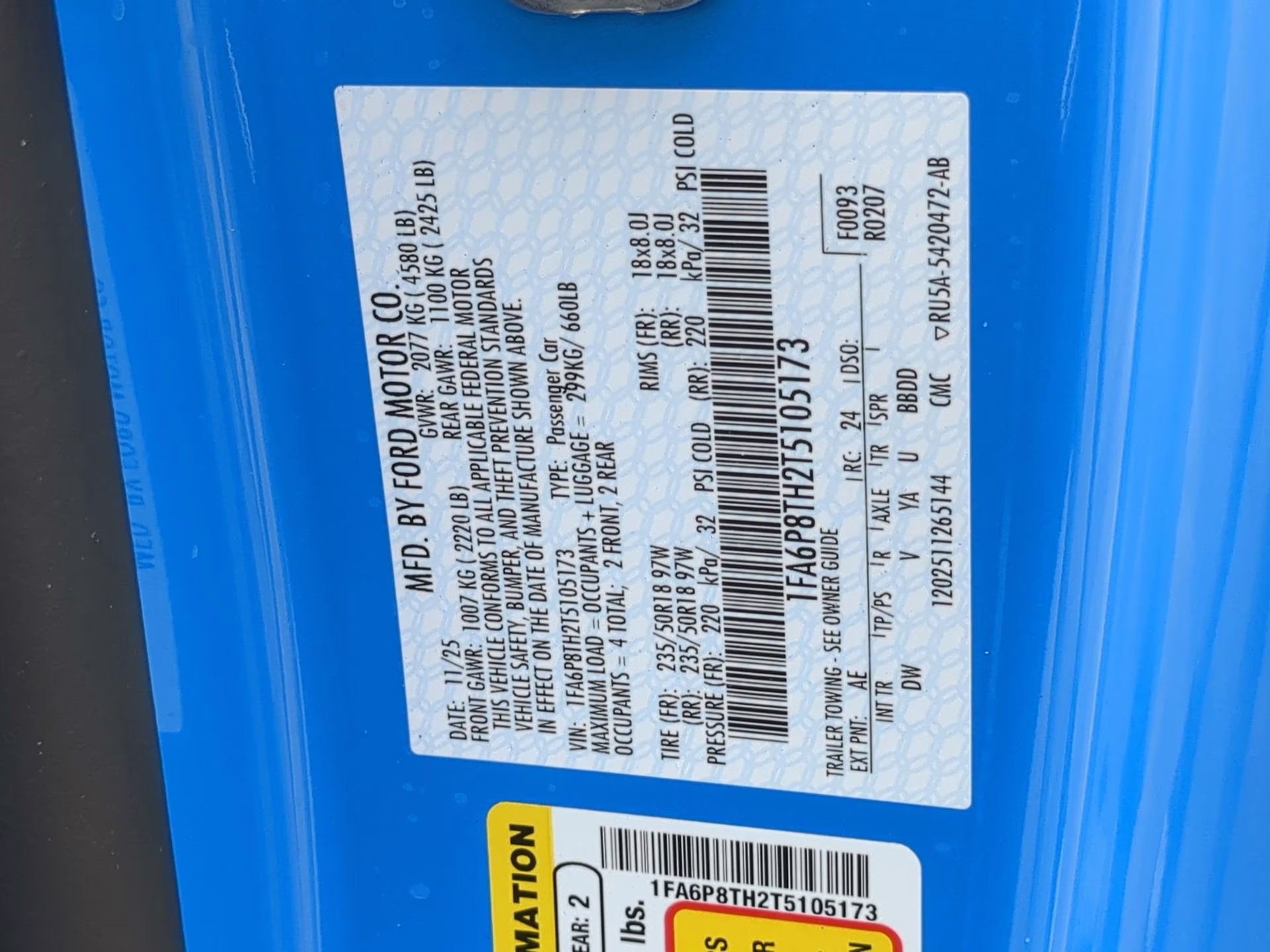 2026 Grabber Blue Metallic Ford Mustang EcoBoost RWD Coupe