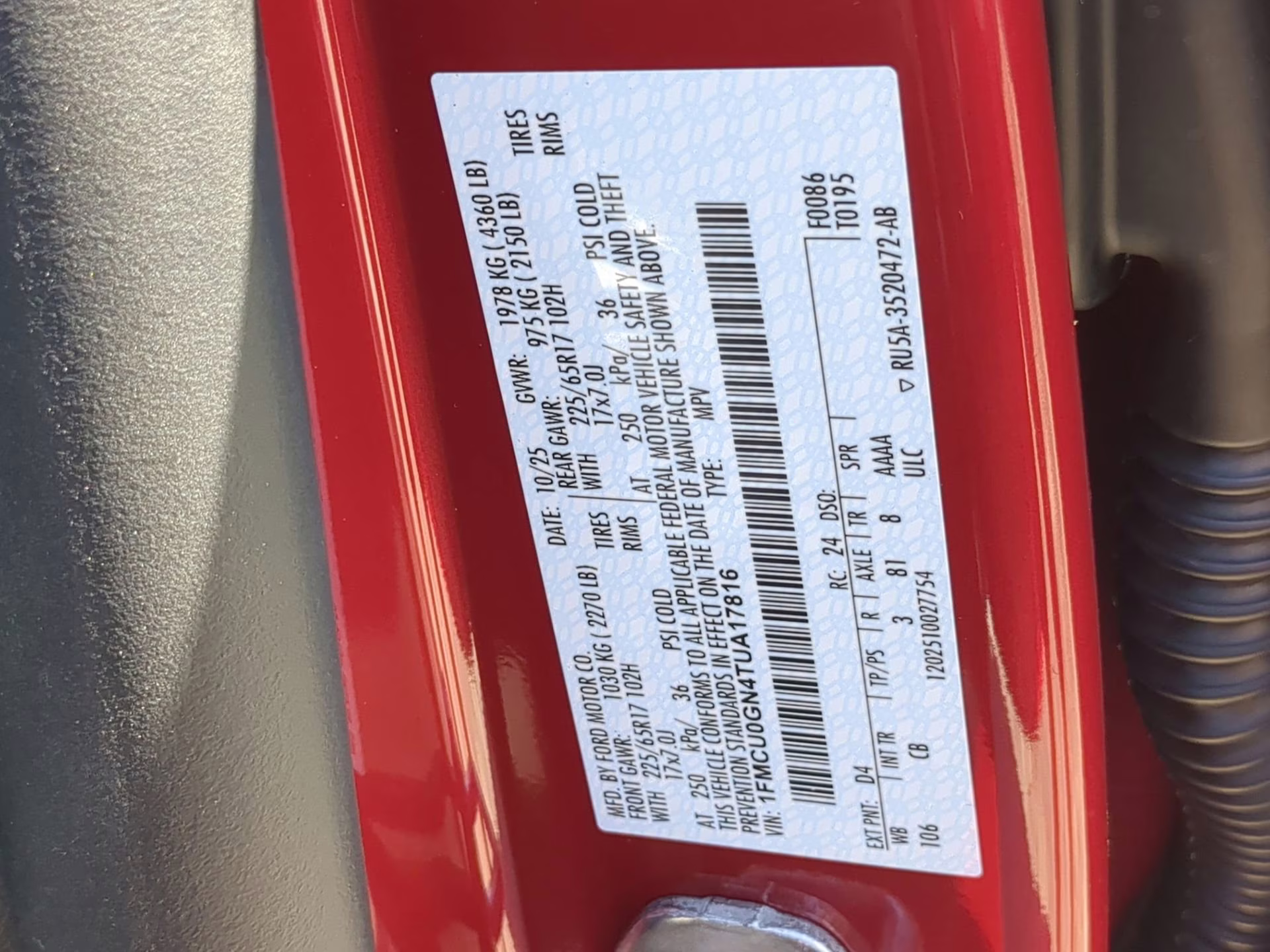 2026 Rapid Red Metallic Tinted Clearcoat Ford Escape Active FWD SUV