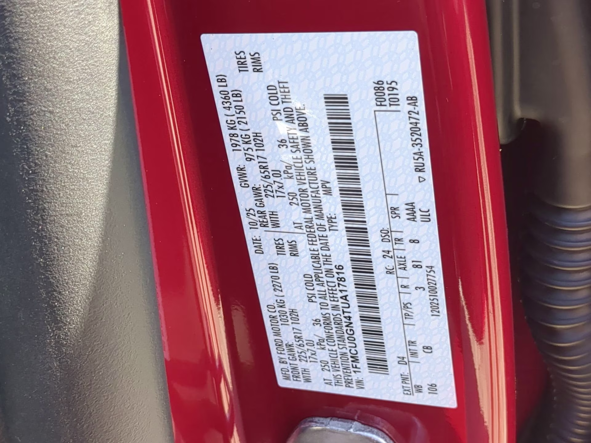 2026 Rapid Red Metallic Tinted Clearcoat Ford Escape Active FWD SUV