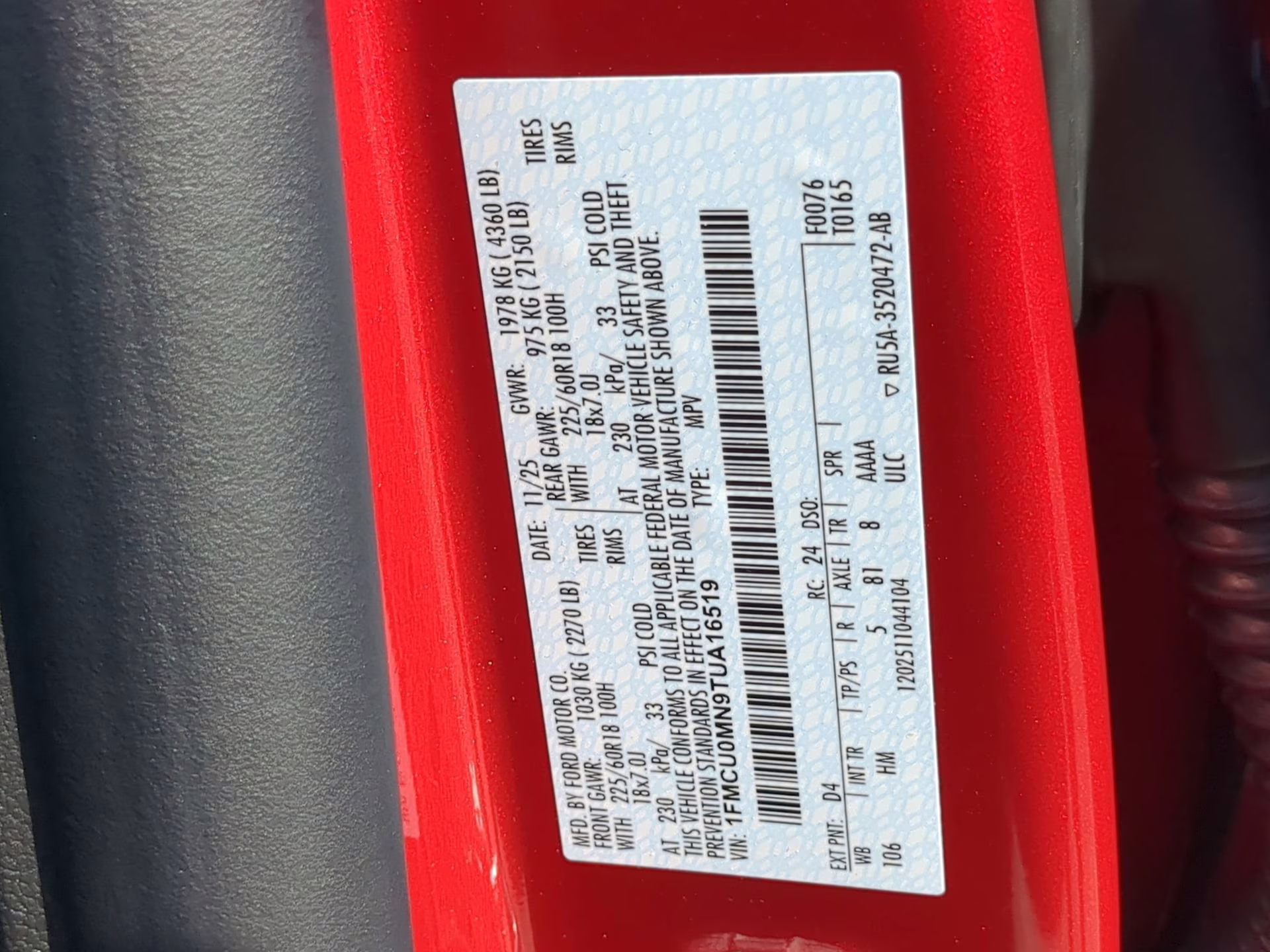 2026 Rapid Red Metallic Tinted Clearcoat Ford Escape ST-Line FWD SUV