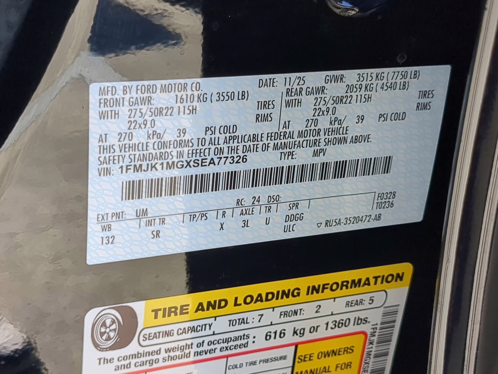 2025 Agate Black Metallic Ford Expedition Max Platinum 4X4 SUV