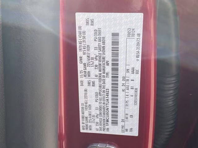 2026 Rapid Red Metallic Tinted Clearcoat Ford Escape Active FWD SUV