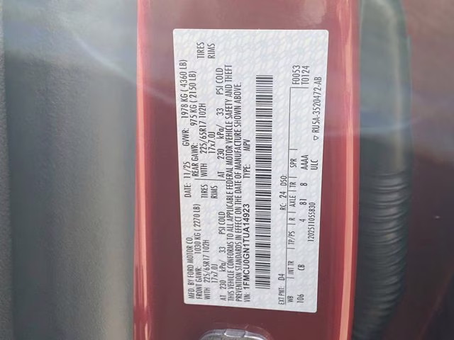 2026 Rapid Red Metallic Tinted Clearcoat Ford Escape Active FWD SUV