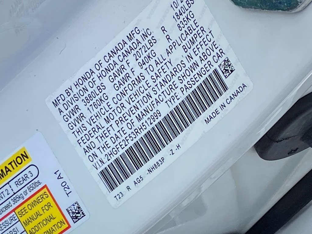 2024 Platinum White Pearl Honda Civic Sport FWD Sedan