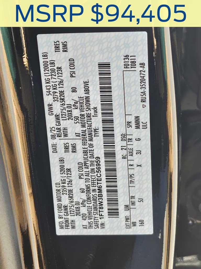 2026 Agate Black Metallic Ford Super Duty F-350 SRW Lariat 4X4 Truck