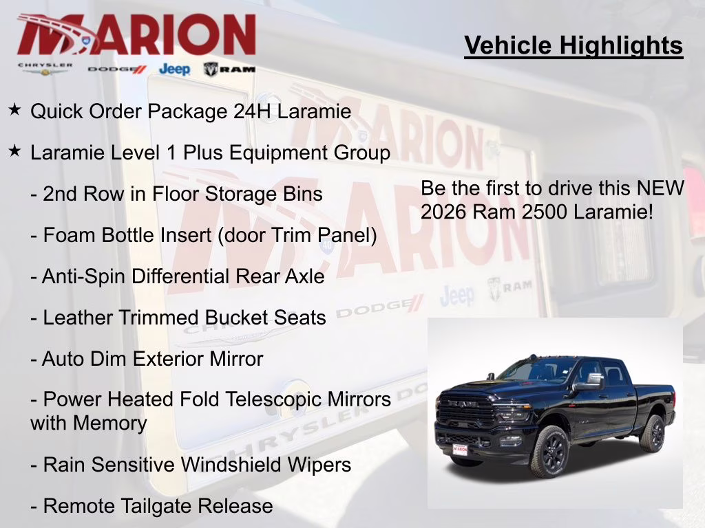 2026 Diamond Black Crystal Pearlcoat Ram 2500 Laramie 4X4 Truck