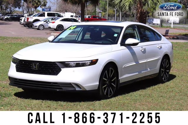 2024 White Honda Accord Hybrid Touring FWD Sedan