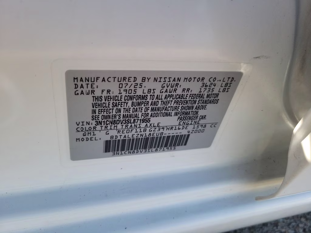 2025 Fresh Powder Nissan Versa 1.6 S FWD Sedan
